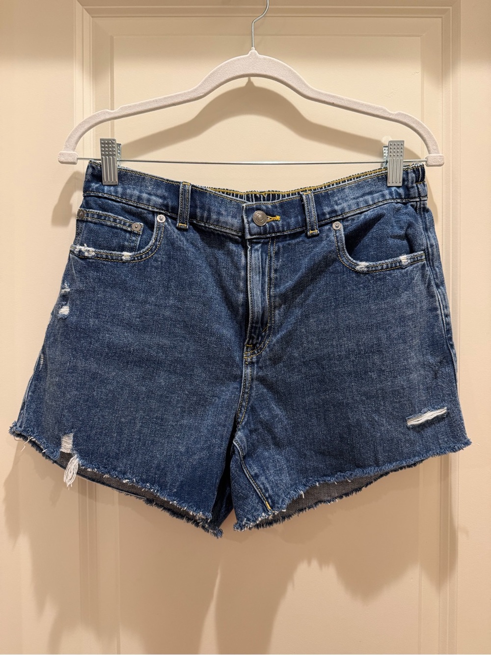 aerie Dark Blue Distressed Denim Shorts